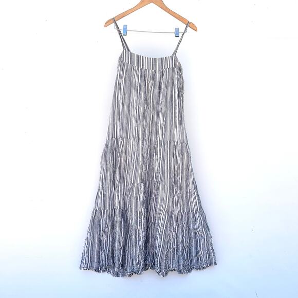 Jenni Kayne Summer Dress Midi Ink Striped Blue White Cotton Small Strappy - Picture 2 of 8